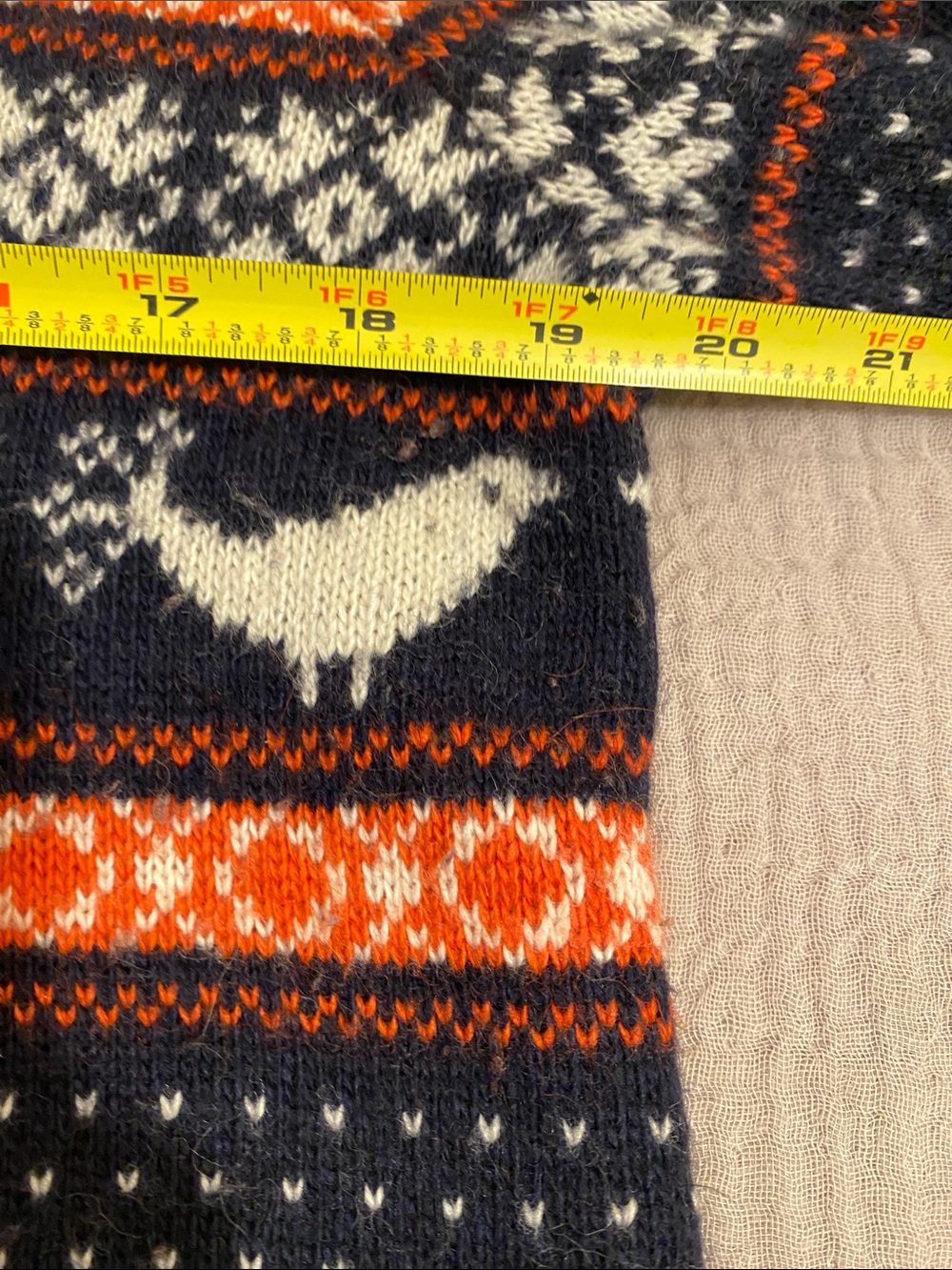 J. Crew Vintyge Navy, Orange & Cream Fair Isle Sweater. Size L . Style 32865 - Picture 7 of 8